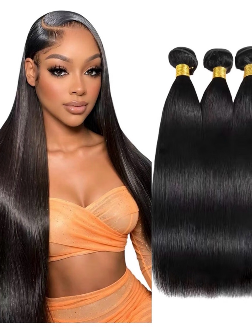 Premium Straight Human Hair Bundles - Jet Black